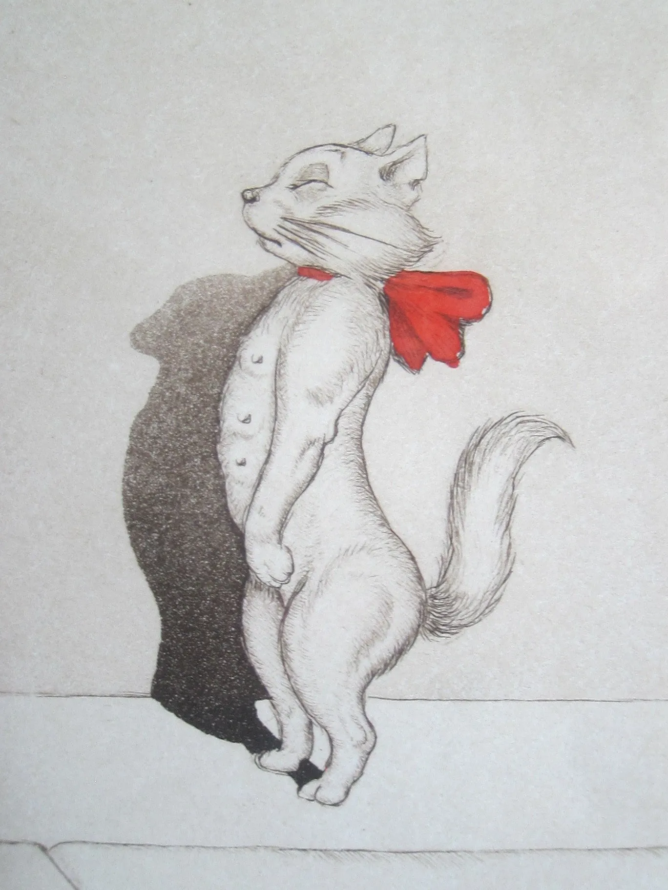 1930's signed Boris O Klein Canine Hand Colored Print 'Etourdie'