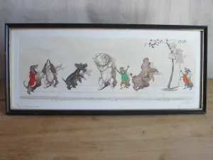 1930's signed Boris O Klein Canine Hand Colored Print - 'Le Malentendu'