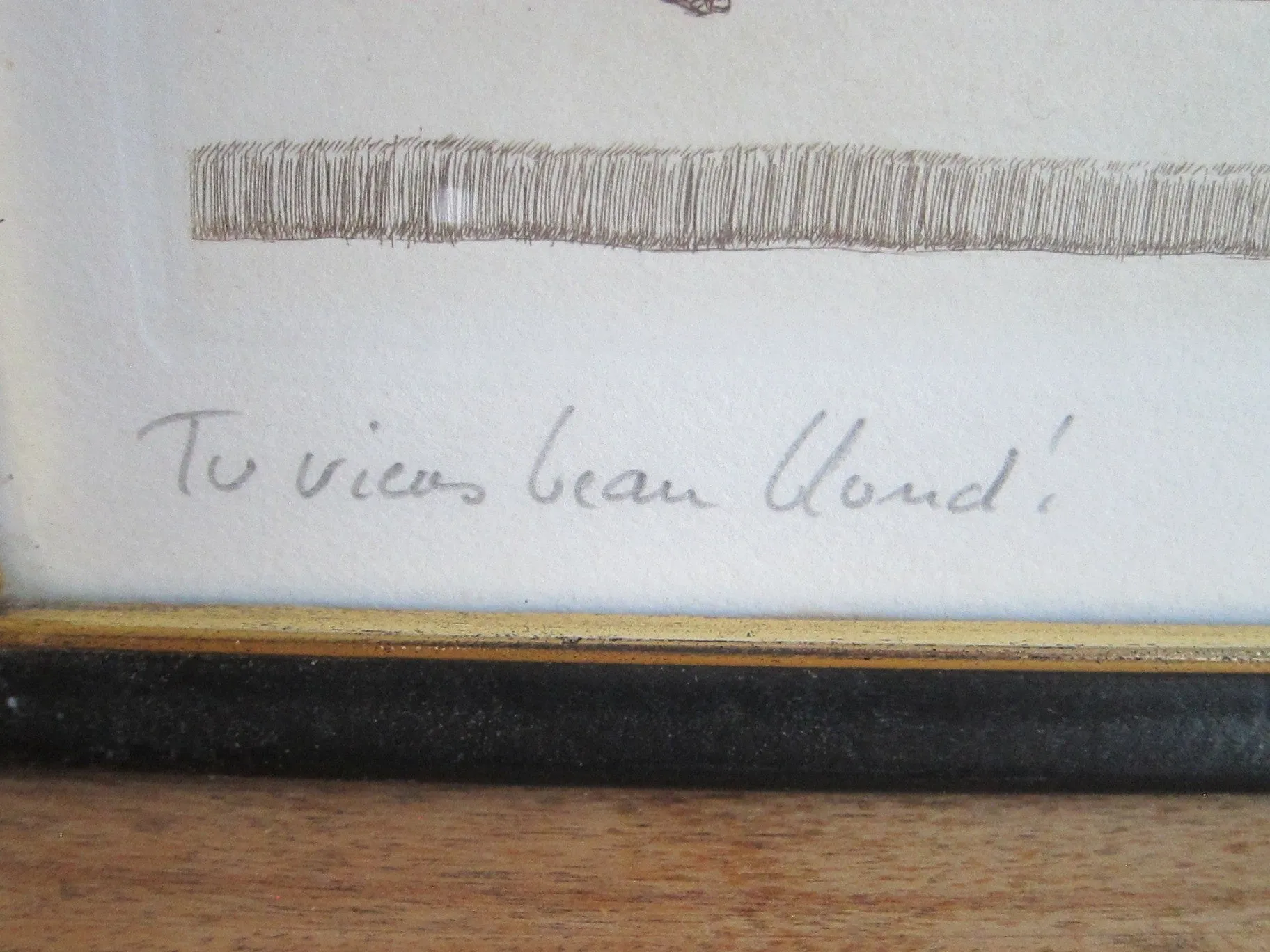 1930's signed Boris O Klein Canine Hand Colored Print - 'Tu Viens Beau Blond'