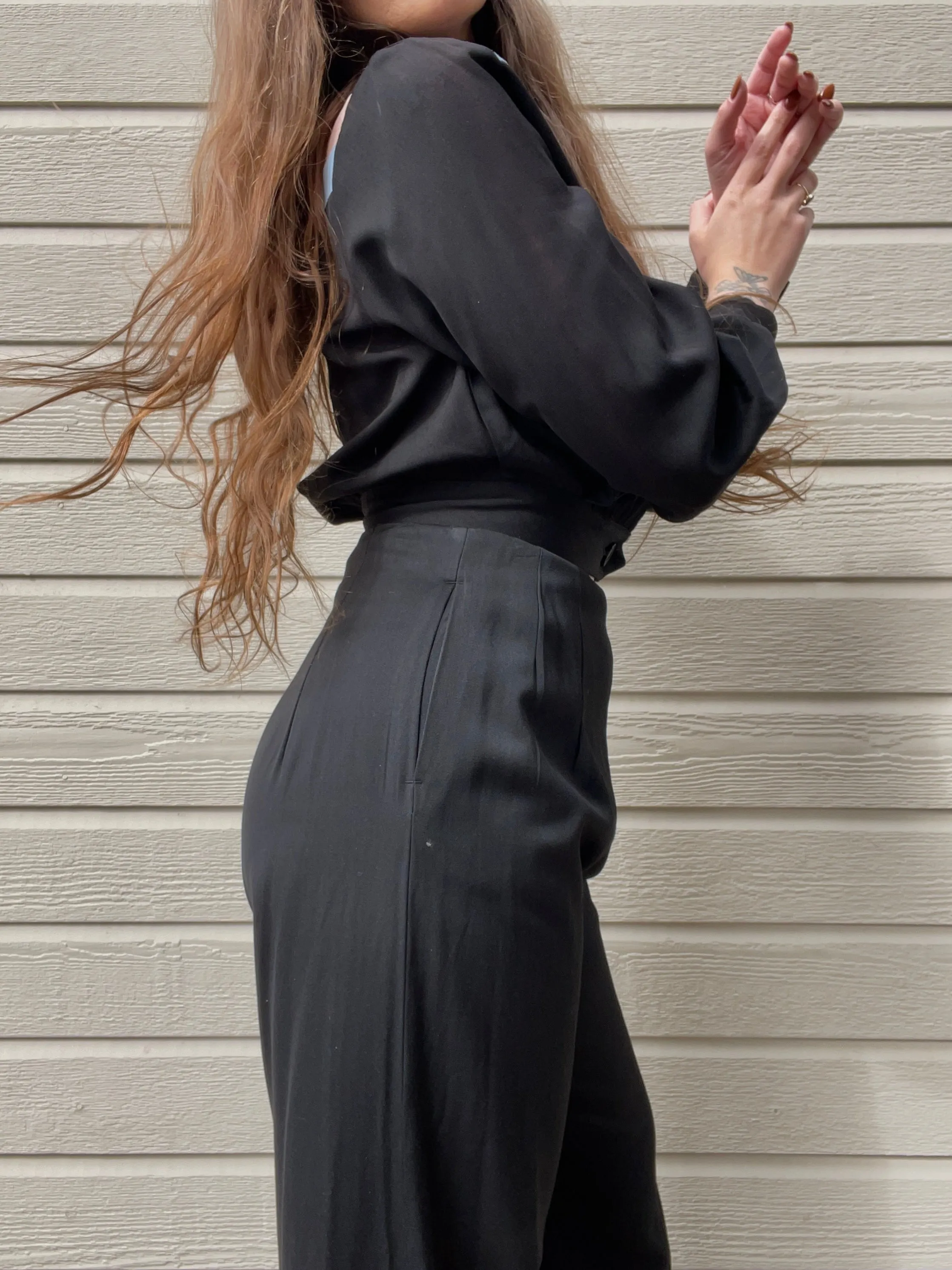 1940s DEADSTOCK Pastel Chevron Stripe Gabardine Sportswear Pant Suit Set