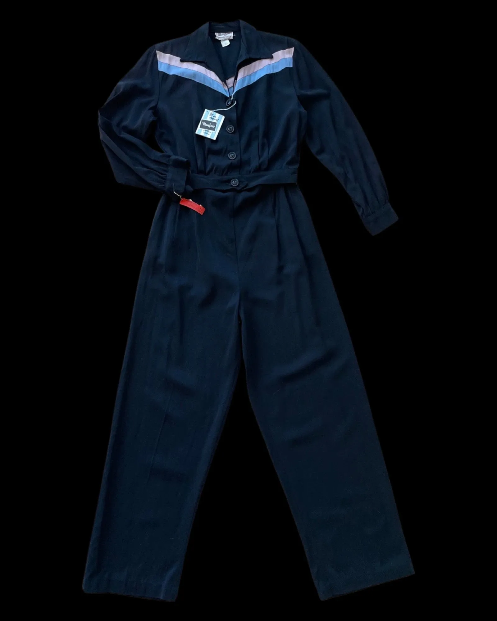 1940s DEADSTOCK Pastel Chevron Stripe Gabardine Sportswear Pant Suit Set
