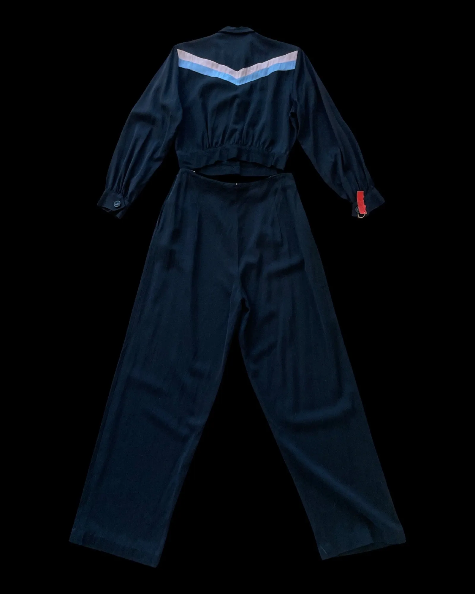 1940s DEADSTOCK Pastel Chevron Stripe Gabardine Sportswear Pant Suit Set
