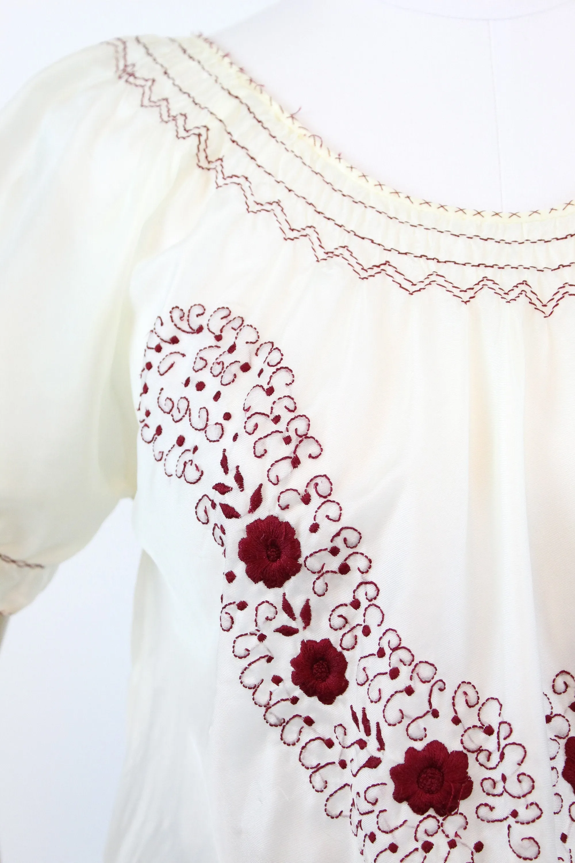 1940s rayon embroidered hungarian blouse small medium | new spring summer