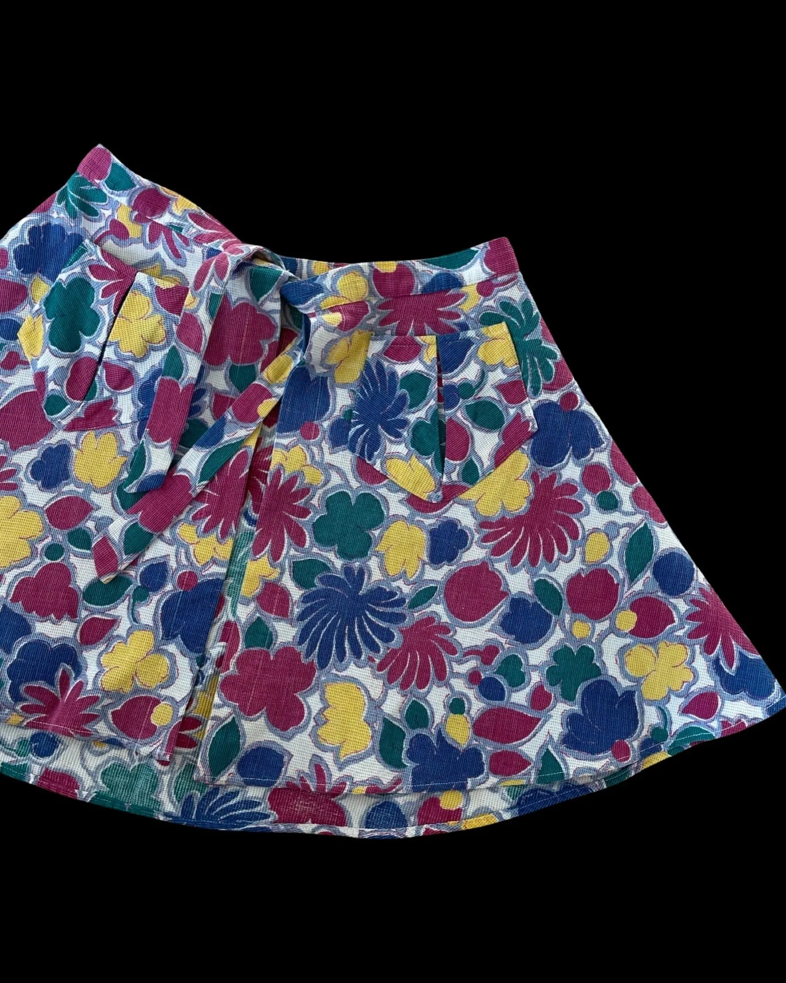 1940s Two Piece Waffled Cotton Rayon Satin Swim/Play-Suit With Skirt