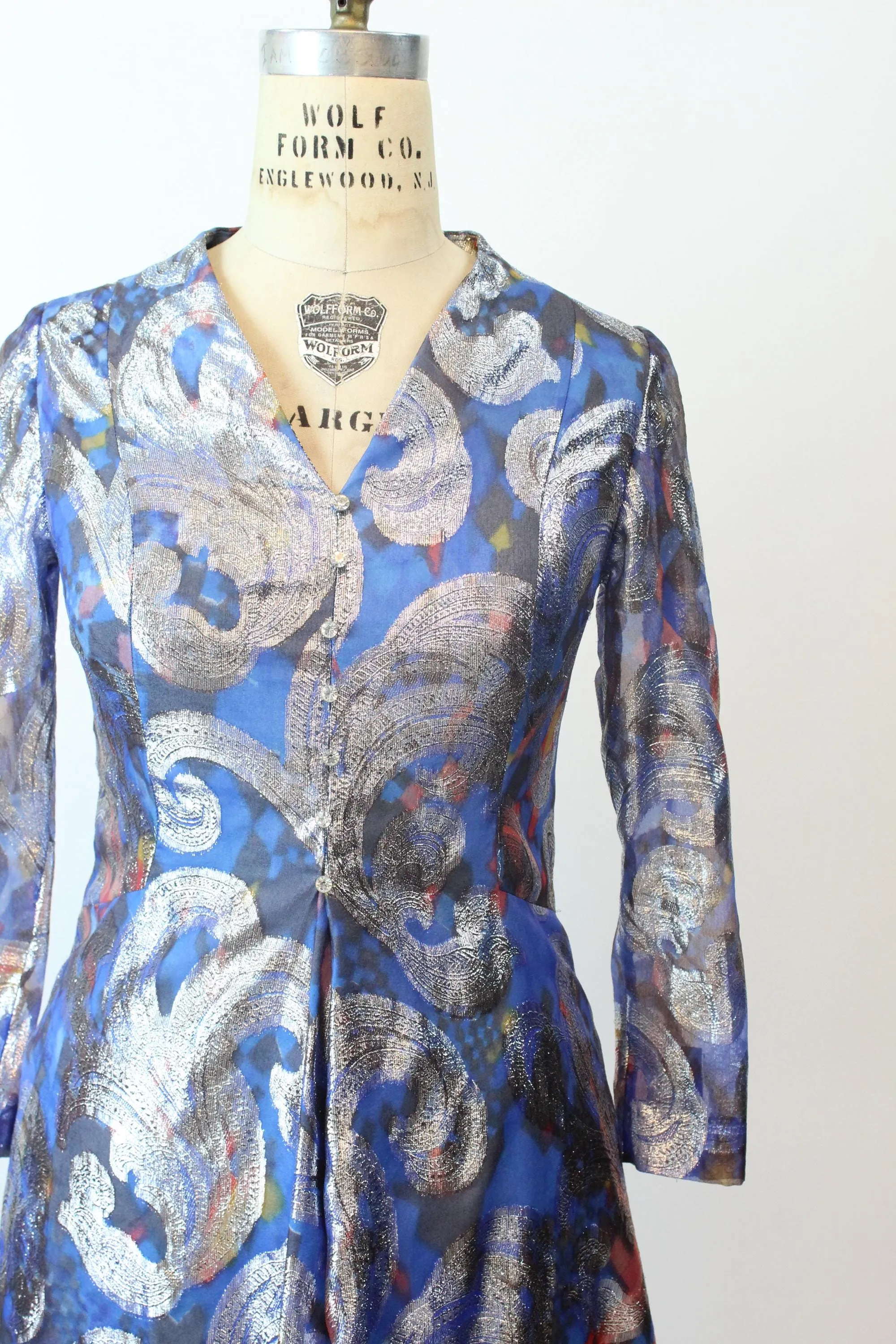 1960s LUREX metallic gown RHINESTONE dress medium | new spring summer