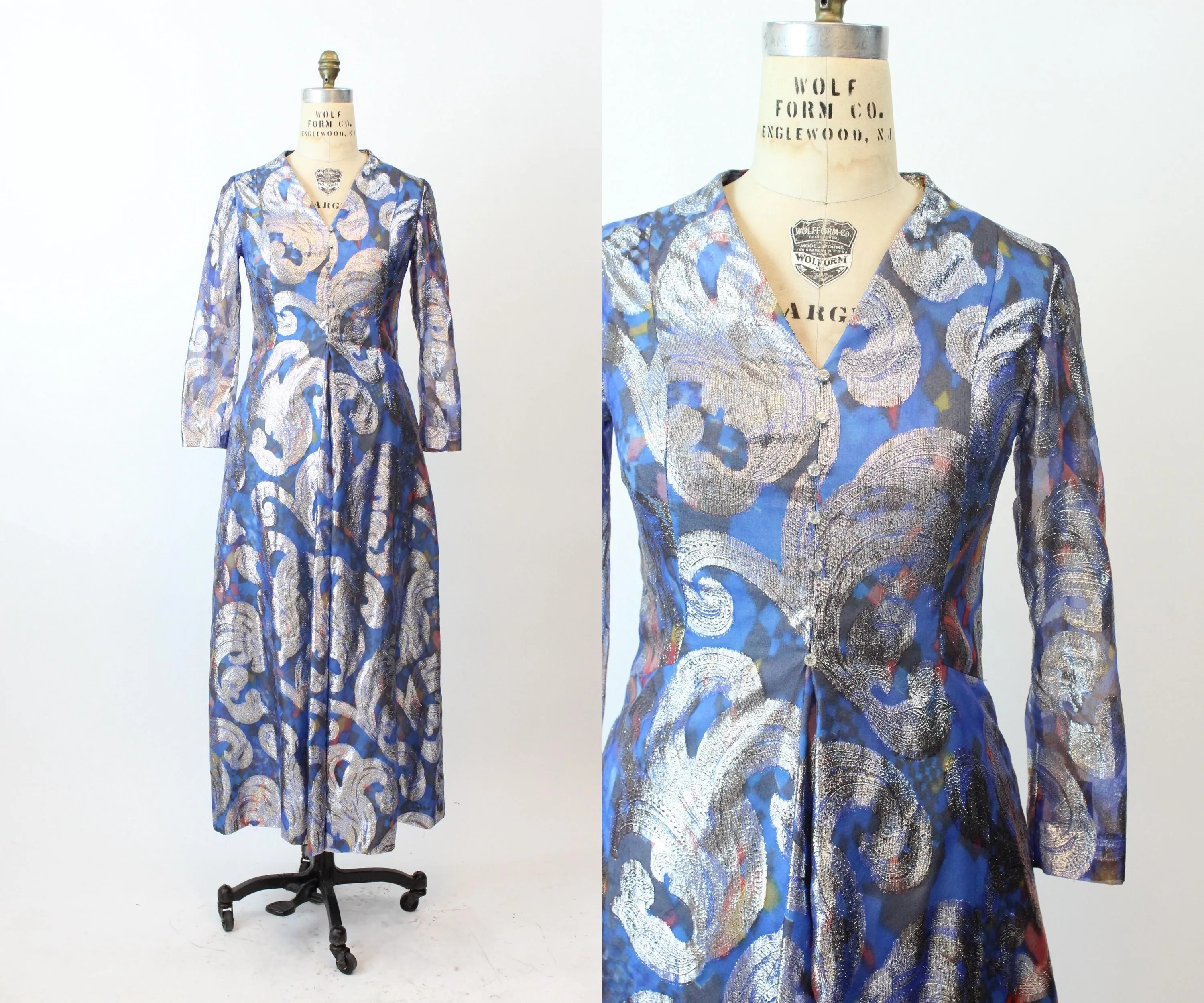 1960s LUREX metallic gown RHINESTONE dress medium | new spring summer