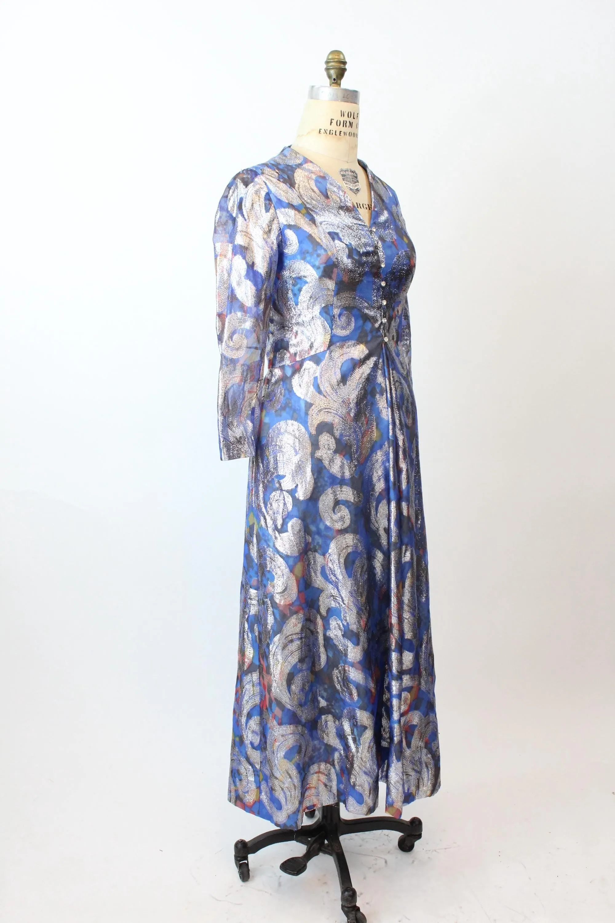 1960s LUREX metallic gown RHINESTONE dress medium | new spring summer