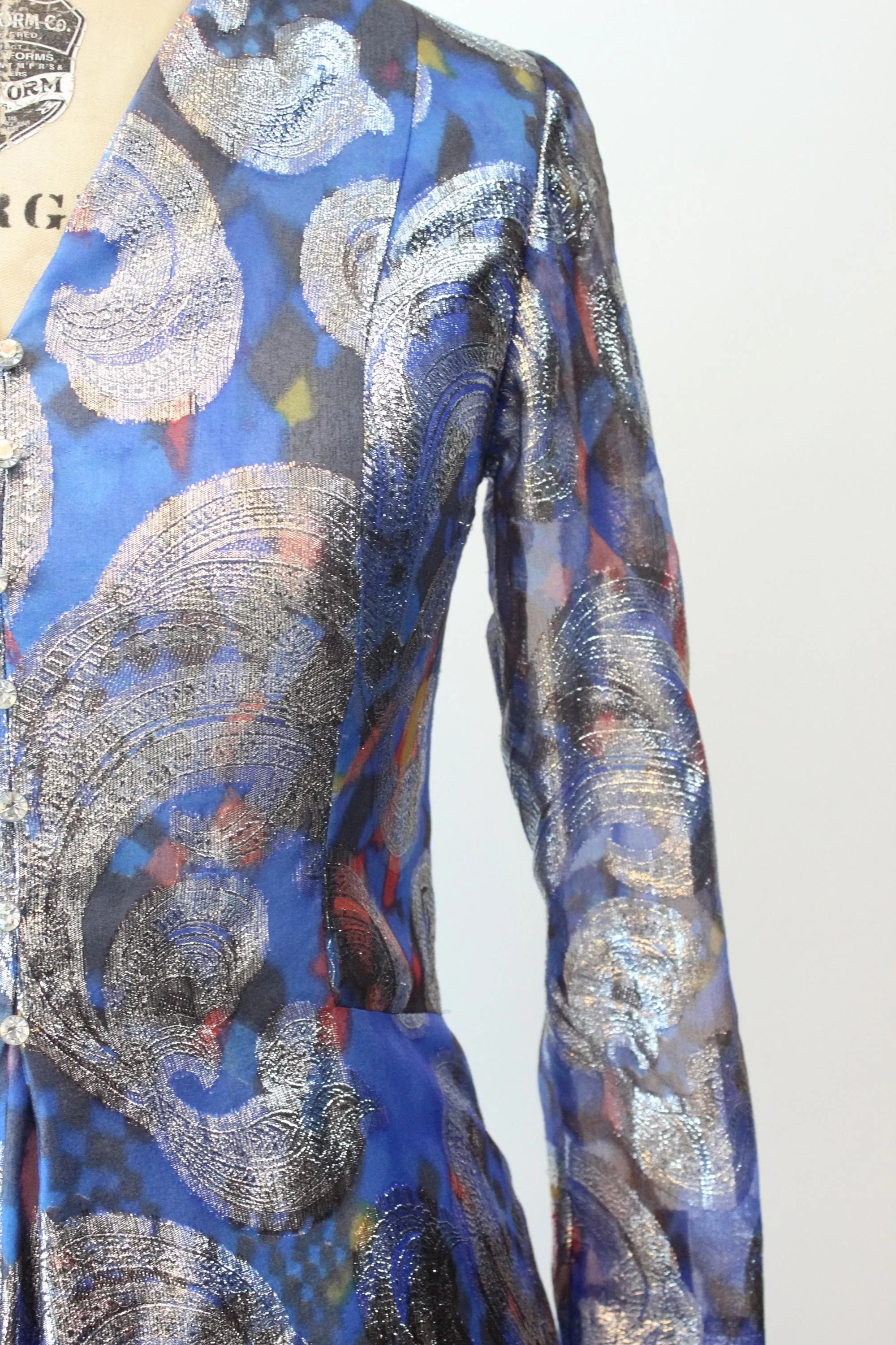 1960s LUREX metallic gown RHINESTONE dress medium | new spring summer