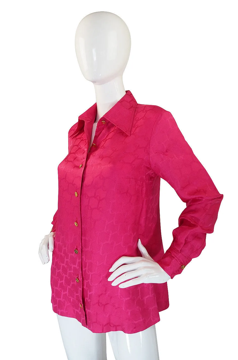 1970s Roberta De Camerino Pink SIlk Top