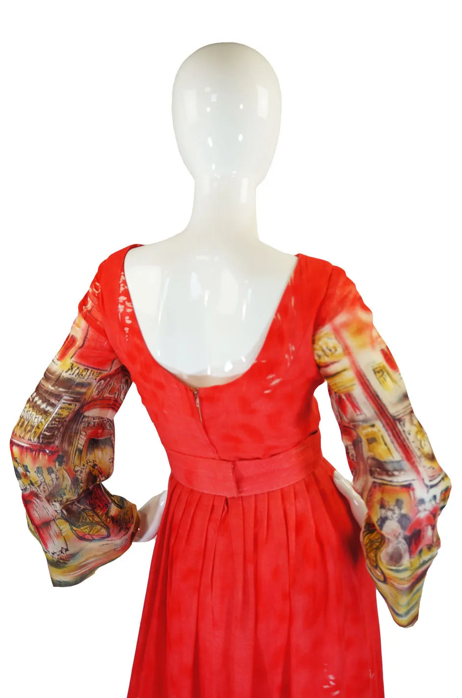 1970s Roger Freres Scenic Print Dress