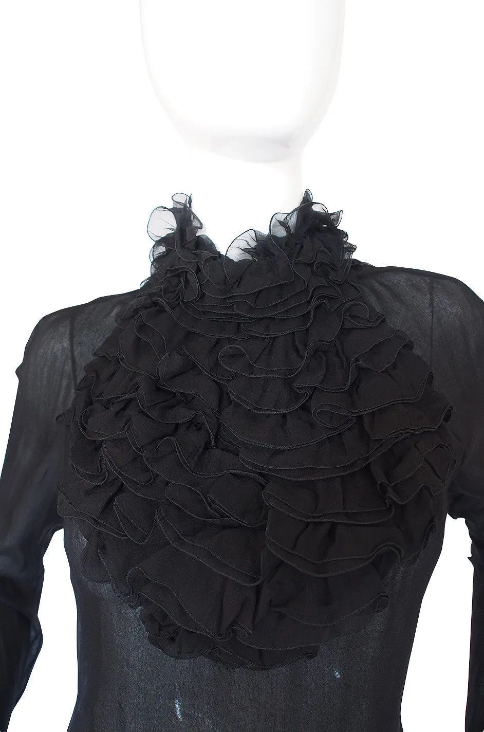 1980s Givenchy Couture Silk Ruffle Top