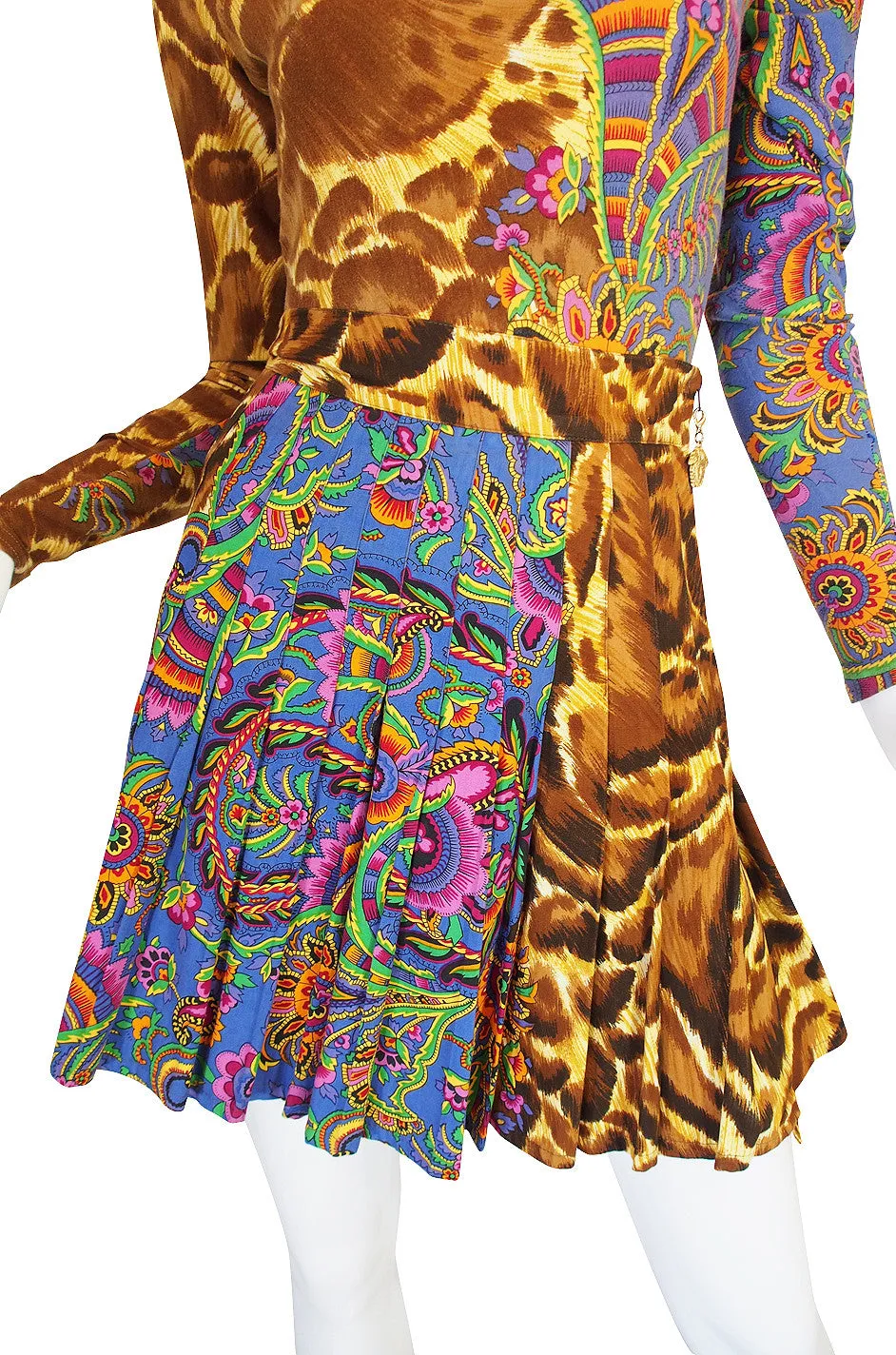 1990s Versace Jeans Couture Leopard Body Suit & Skirt