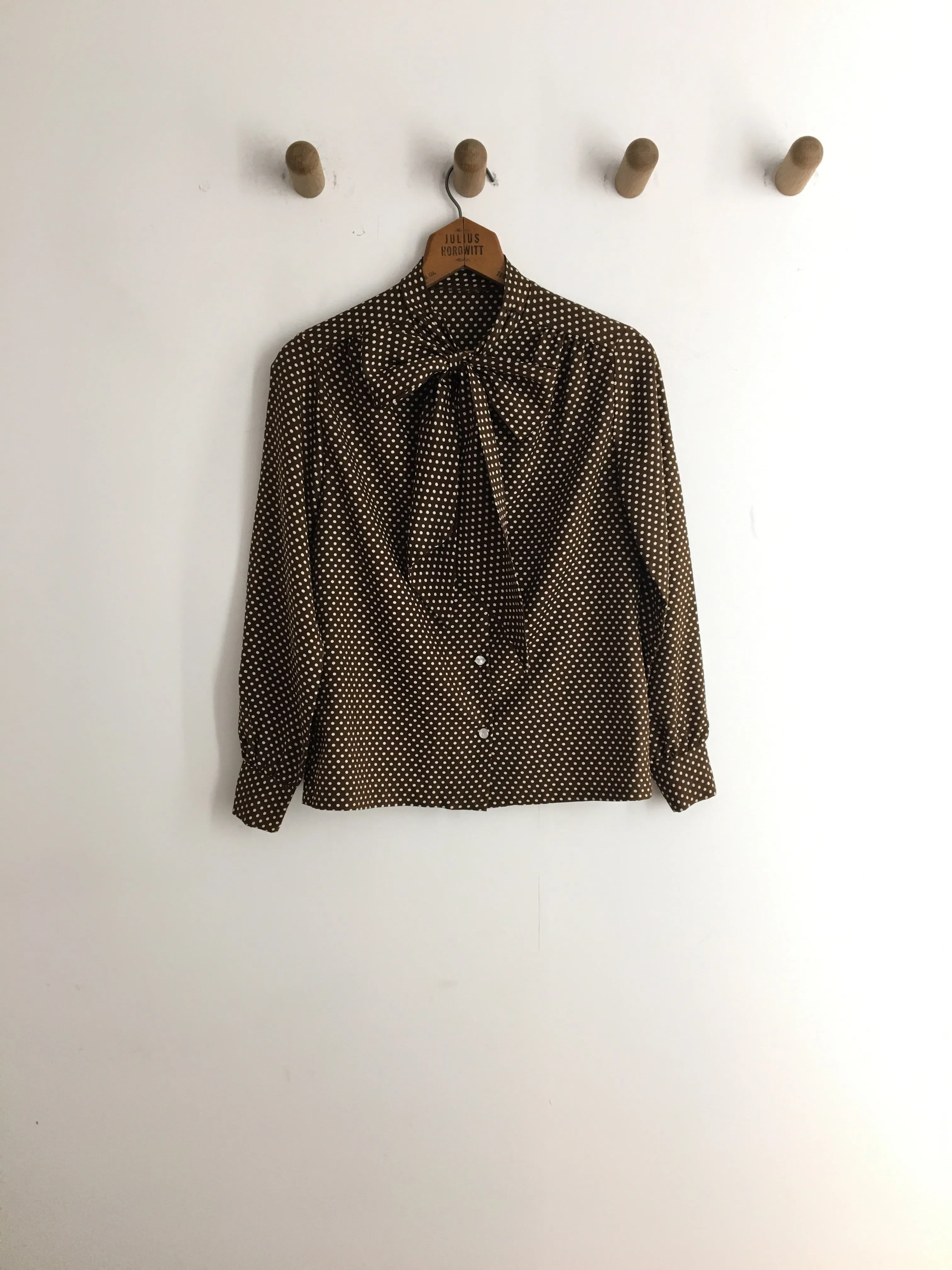 60’s POLKA DOT PUSSY BOW BLOUSE / SMALL