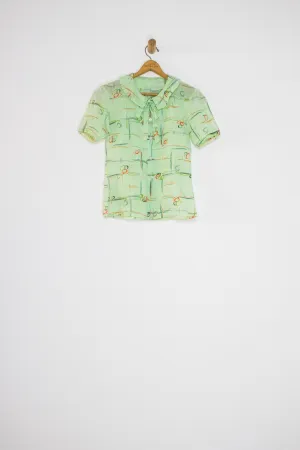 60’s/70’s MINT PUSSY BOW BLOUSE / MEDIUM
