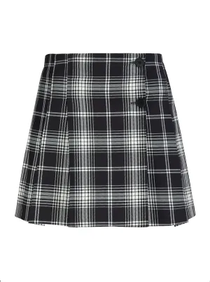 [7/8y] Bonpoint Black Plaid Pleated Mini Skirt