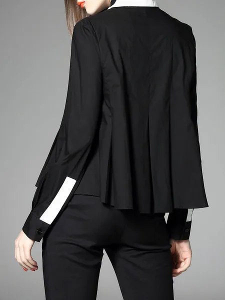 (A)  Color-block Bow  Blouse