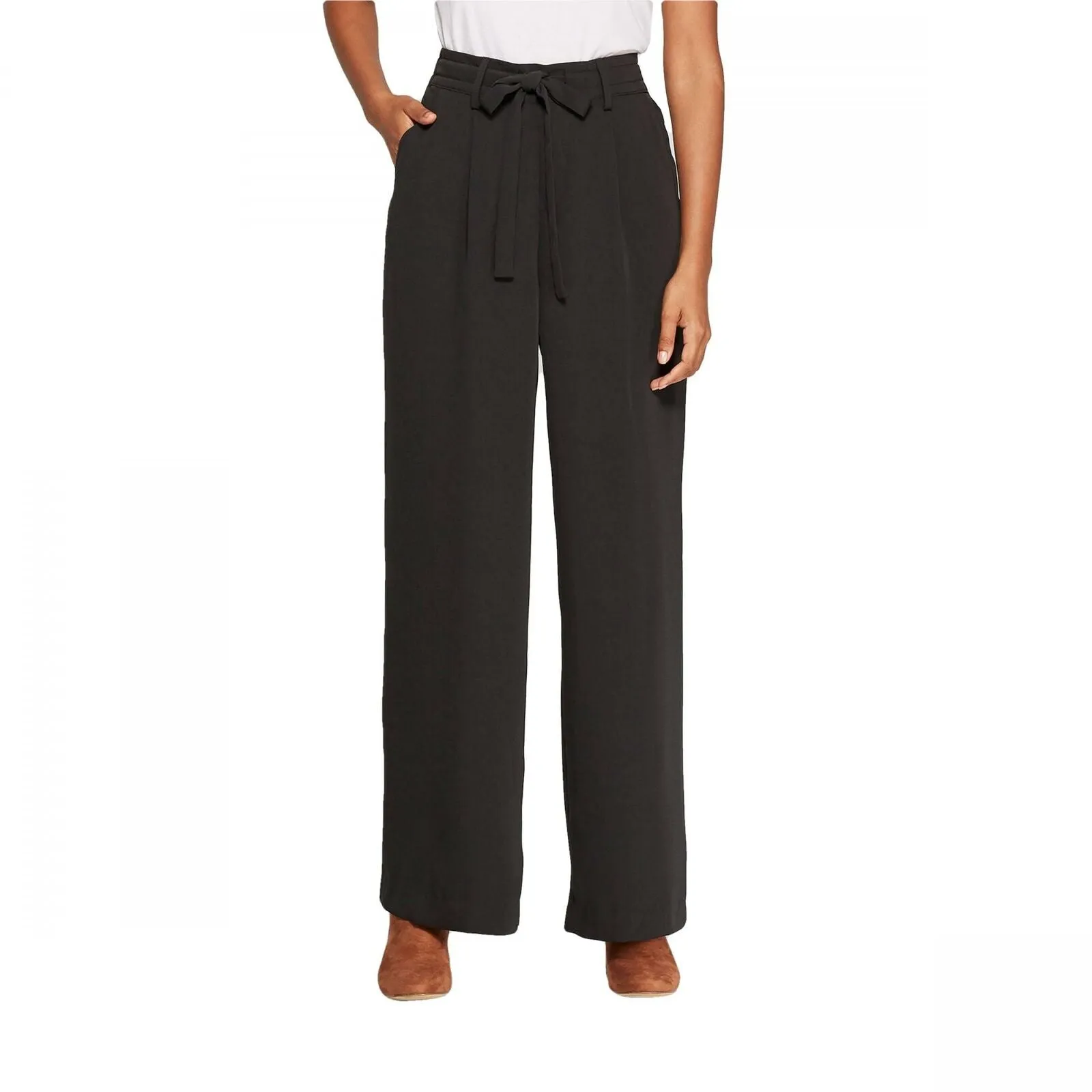 A New Day Women's Regular Fit Tie Waist Wide Leg Pants