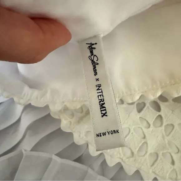 Adam Selman x Intermix White Lace and Pleat Midi Skirt