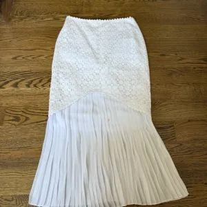 Adam Selman x Intermix White Lace and Pleat Midi Skirt