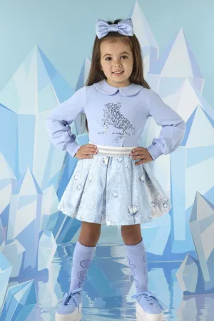 ADee PHILLIS Iced Blue Diamond Print Skirt Set W241527
