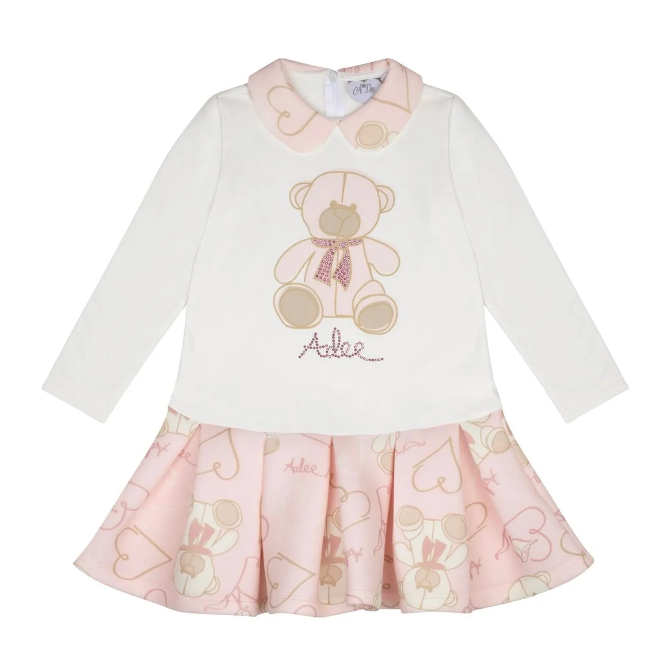 ADee SCARLETT White Teddy Box Pleat Dress W243708