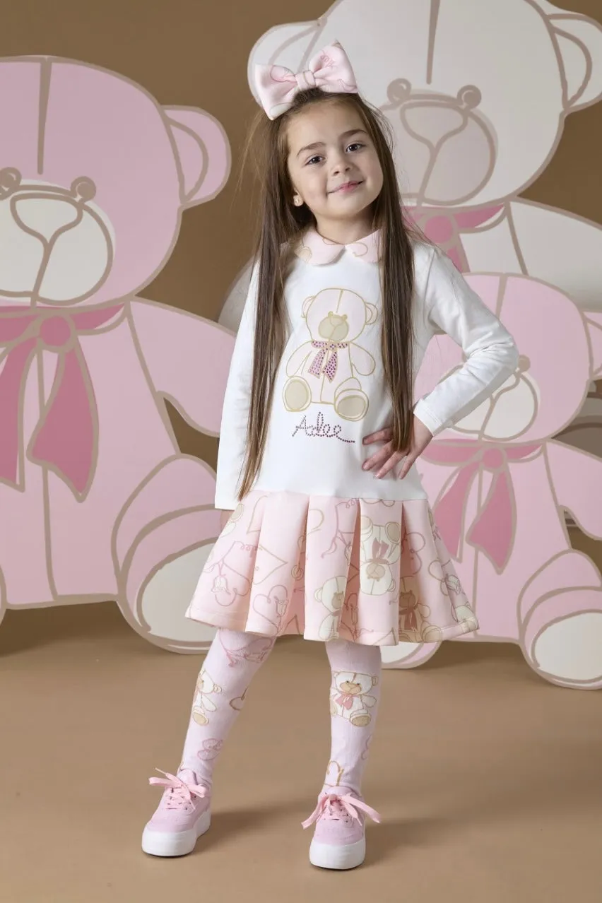 ADee SCARLETT White Teddy Box Pleat Dress W243708