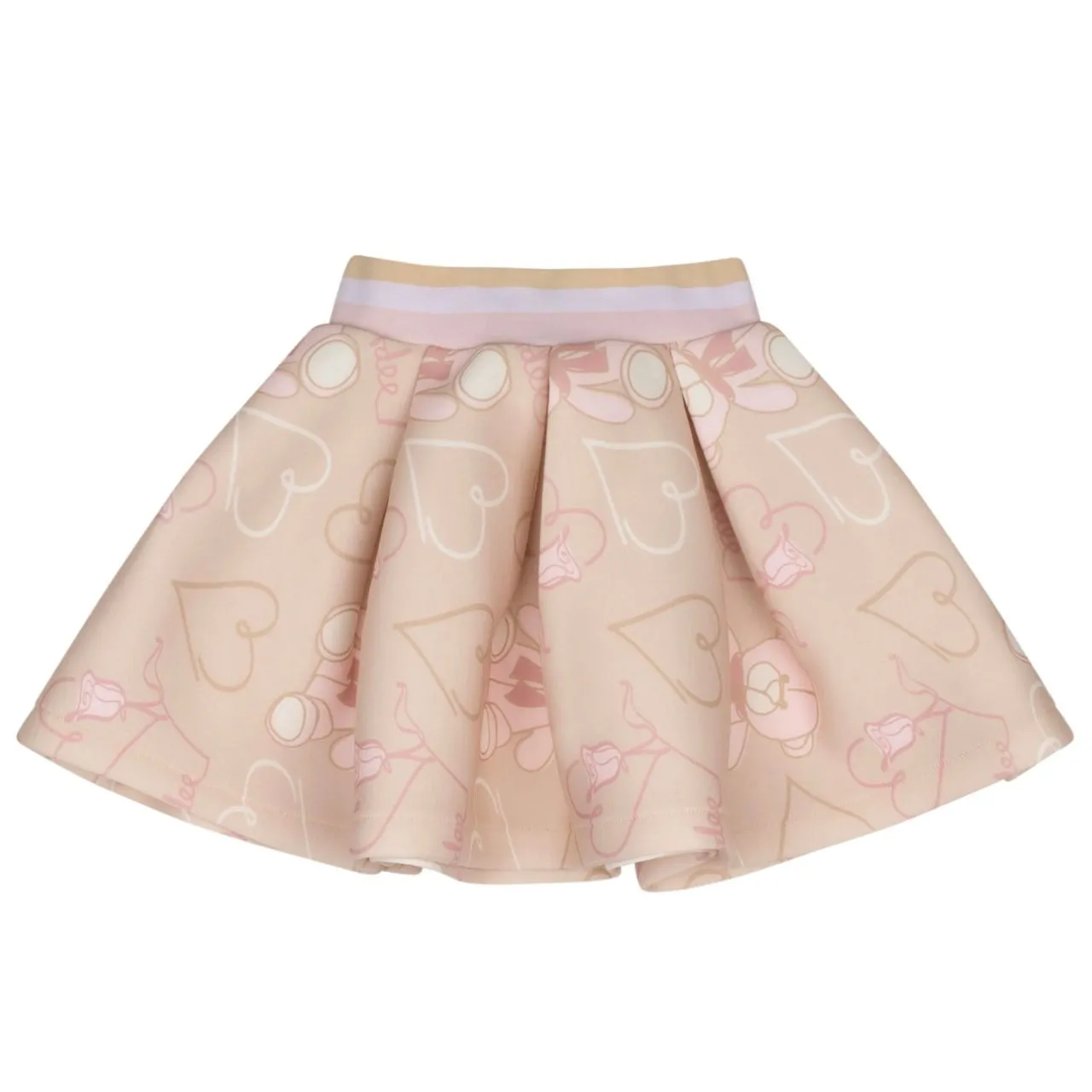ADee STAR Beige Teddy Print Skirt Set W243512