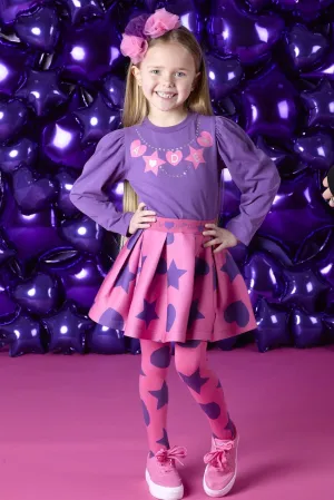 ADee TAYLOR Purple Hearts And Stars Skirt Set W244520
