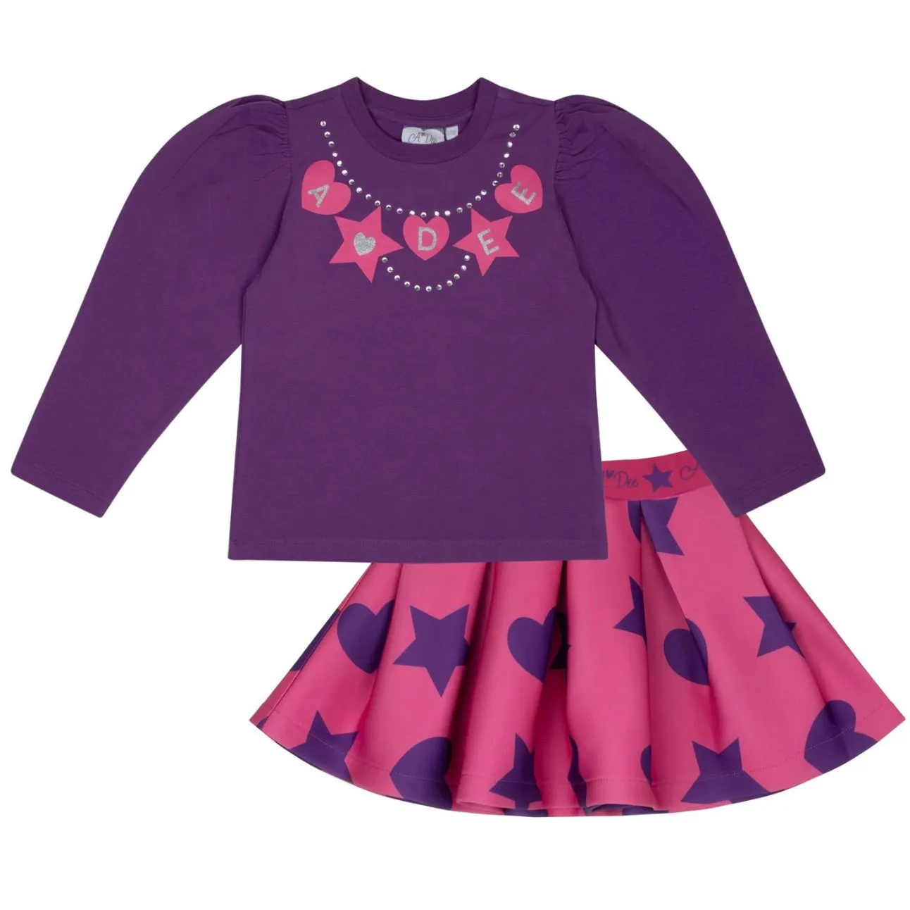 ADee TAYLOR Purple Hearts And Stars Skirt Set W244520