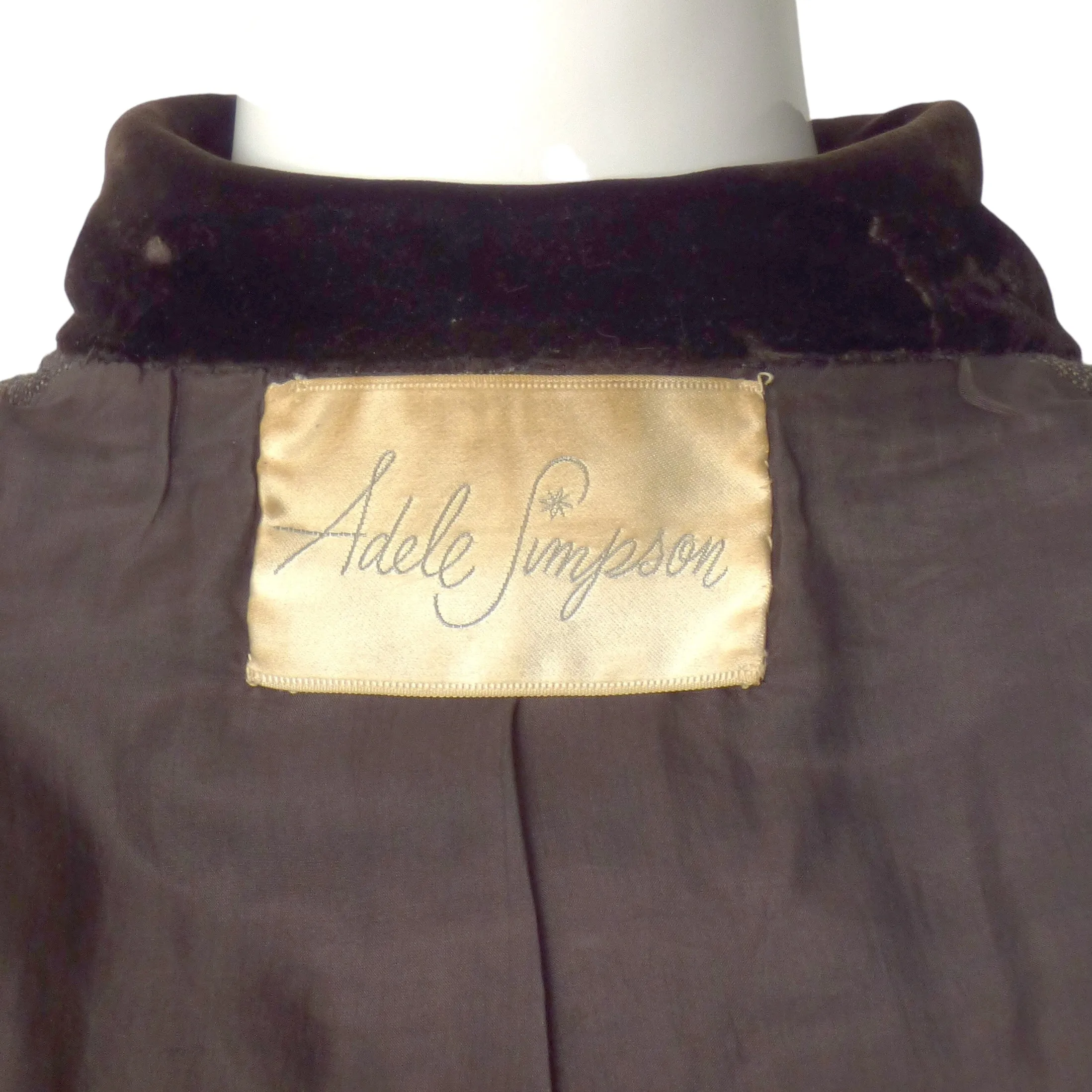 ADELE SIMPSON- 1950s Grey Wool & Velvet Skirt Suit, Size 8