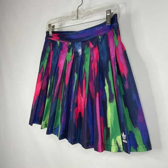 Adidas Originals x Pharrell Williams Rainbow Camo Tree Pleat Mini Skirt