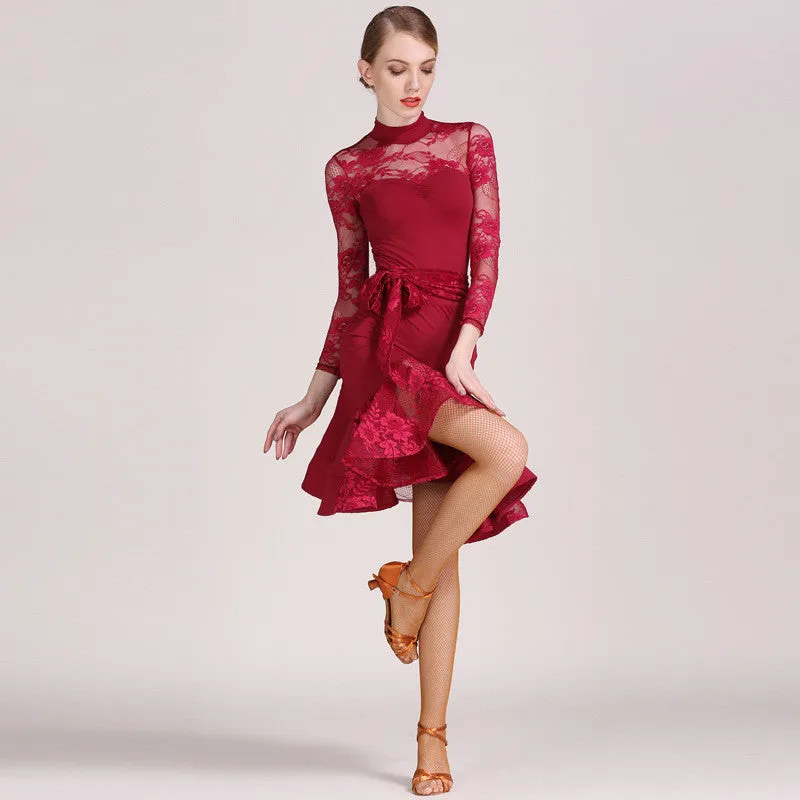 Adult Latin Dance Clothes Practice Suit New Lace Latin Dance Skirt Women