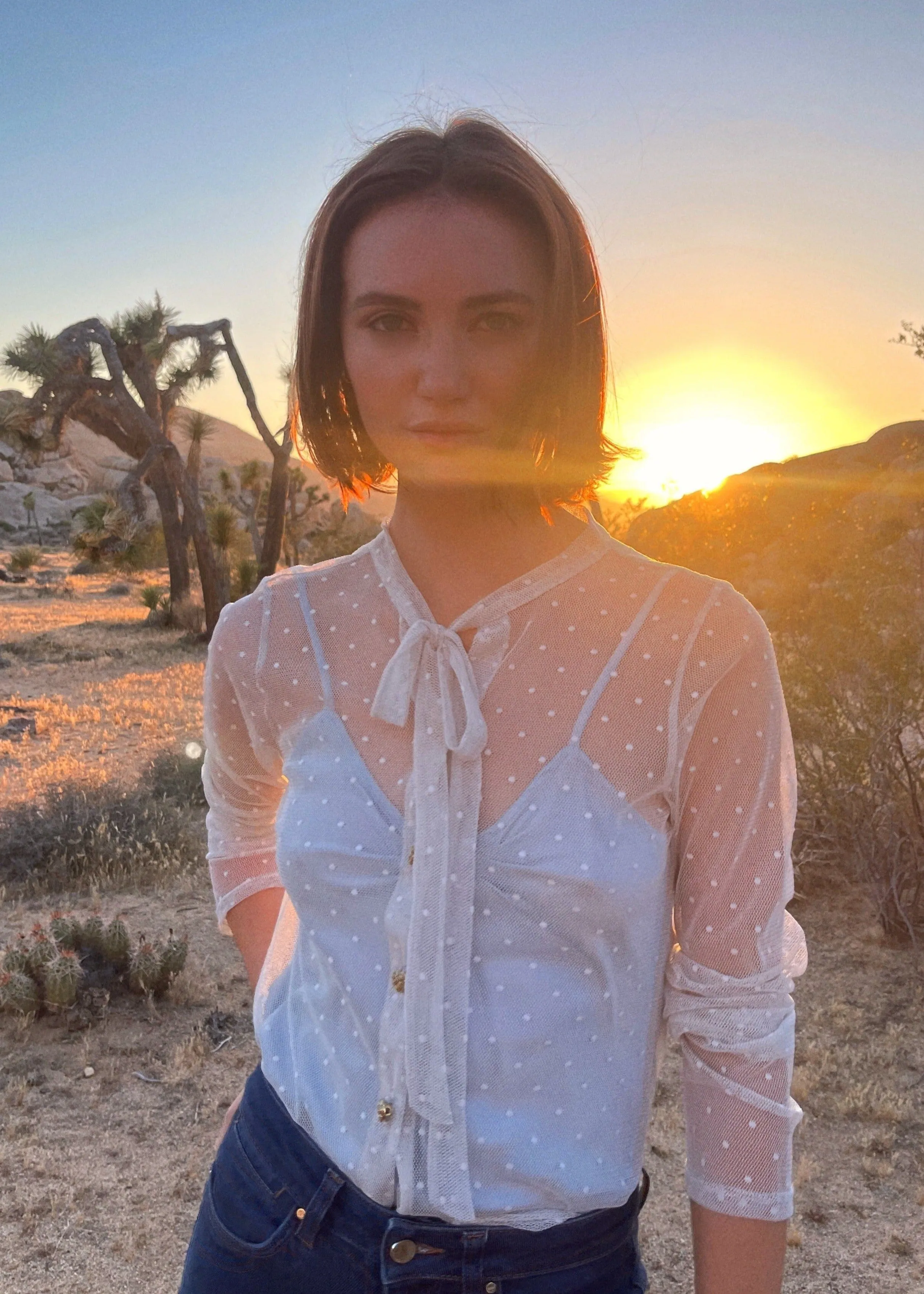 Agnes Lace Blouse in Slate Blue