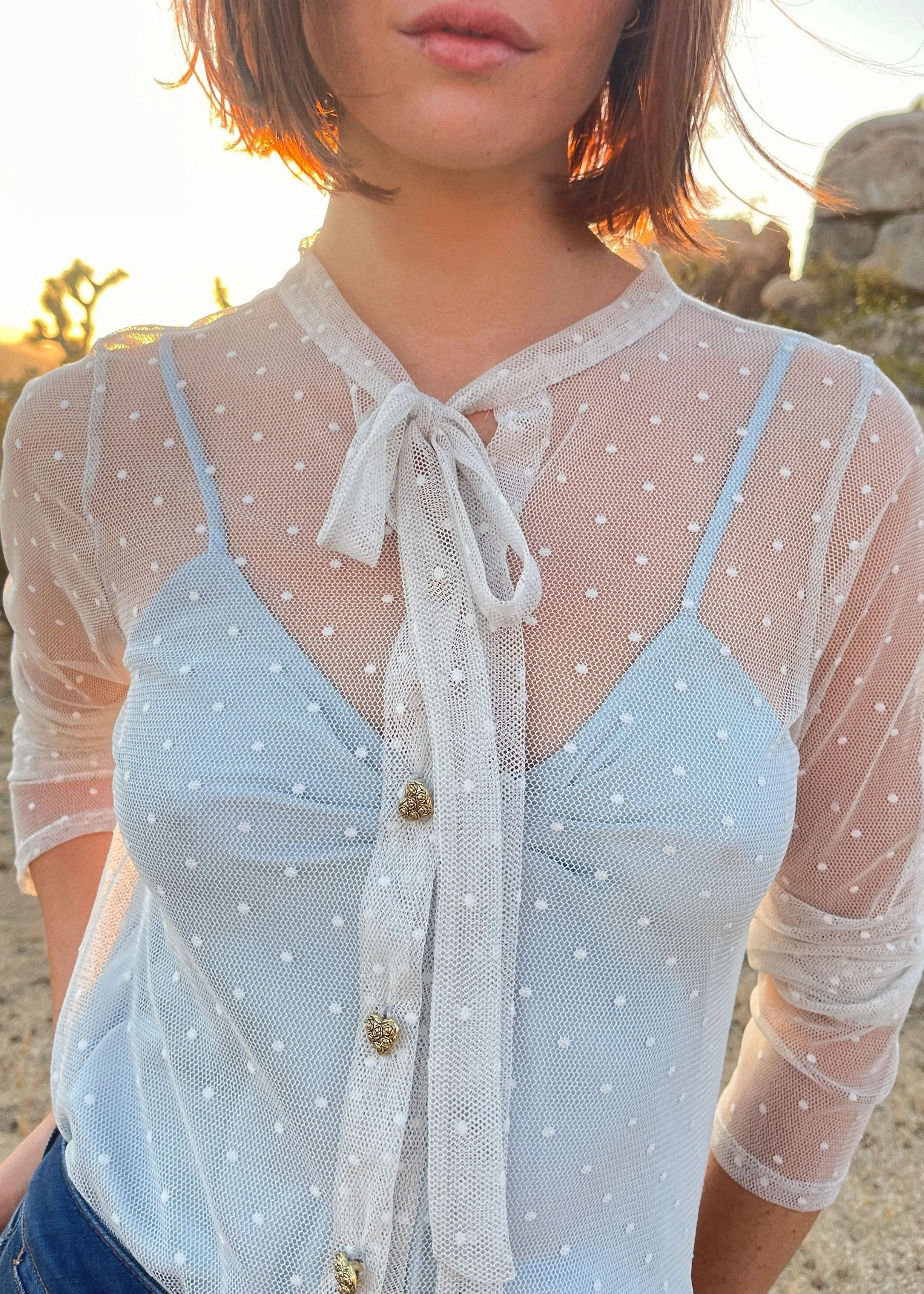 Agnes Lace Blouse in Slate Blue