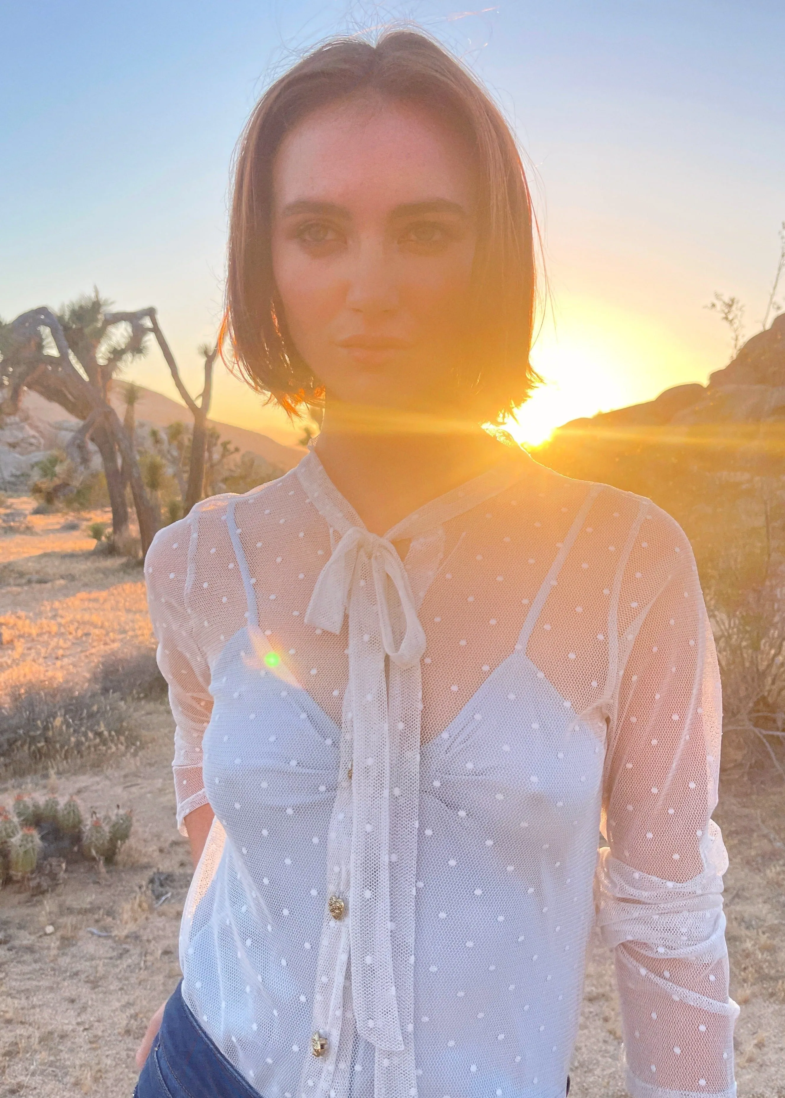 Agnes Lace Blouse in Slate Blue