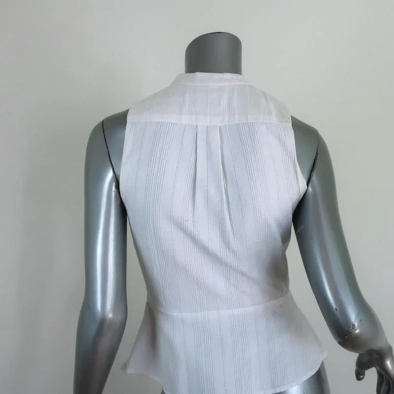 A.L.C. Peplum Top White Cotton Jacquard Size 4 Sleeveless Blouse