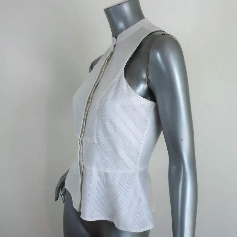 A.L.C. Peplum Top White Cotton Jacquard Size 4 Sleeveless Blouse