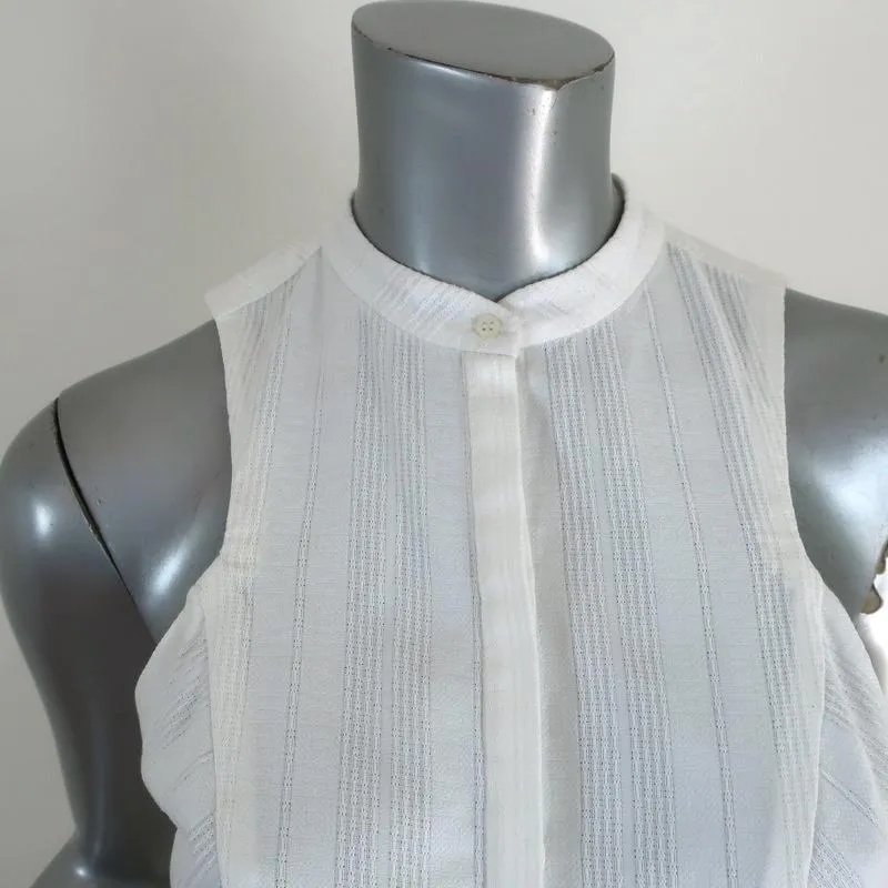 A.L.C. Peplum Top White Cotton Jacquard Size 4 Sleeveless Blouse