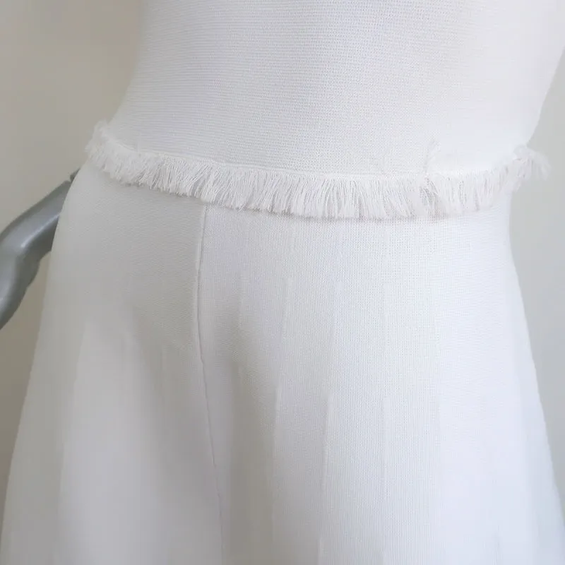 A.L.C. Theresa Sleeveless A-Line Dress White Fringed Knit Size Small