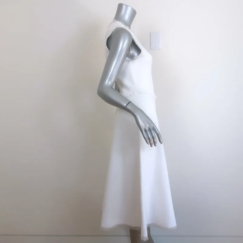 A.L.C. Theresa Sleeveless A-Line Dress White Fringed Knit Size Small