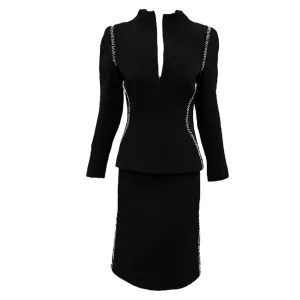 Alexander McQueen Spring/Summer 2003 Black Wool Crepe Contrast Stitch Suit