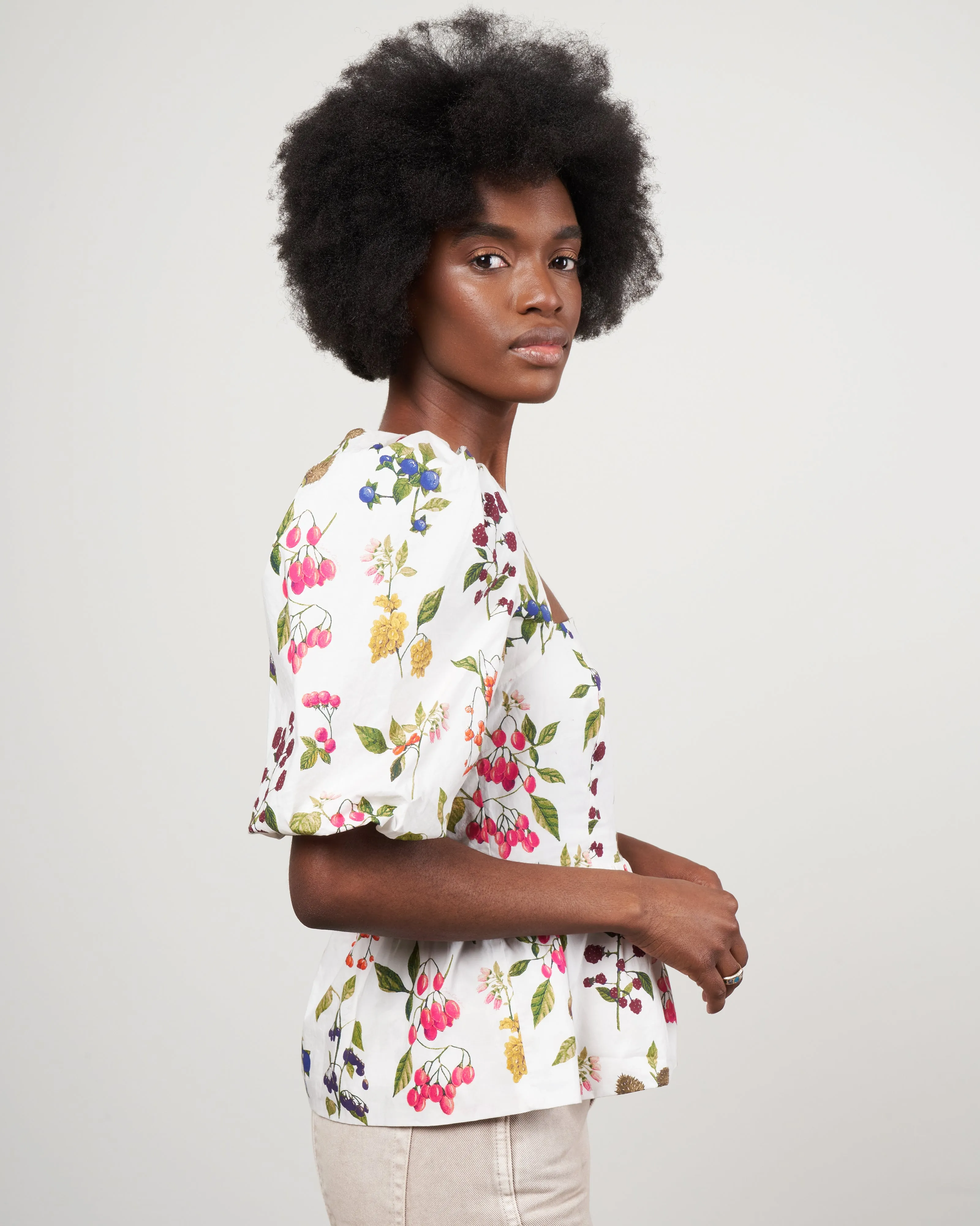 alexis top - botanical allover ivory