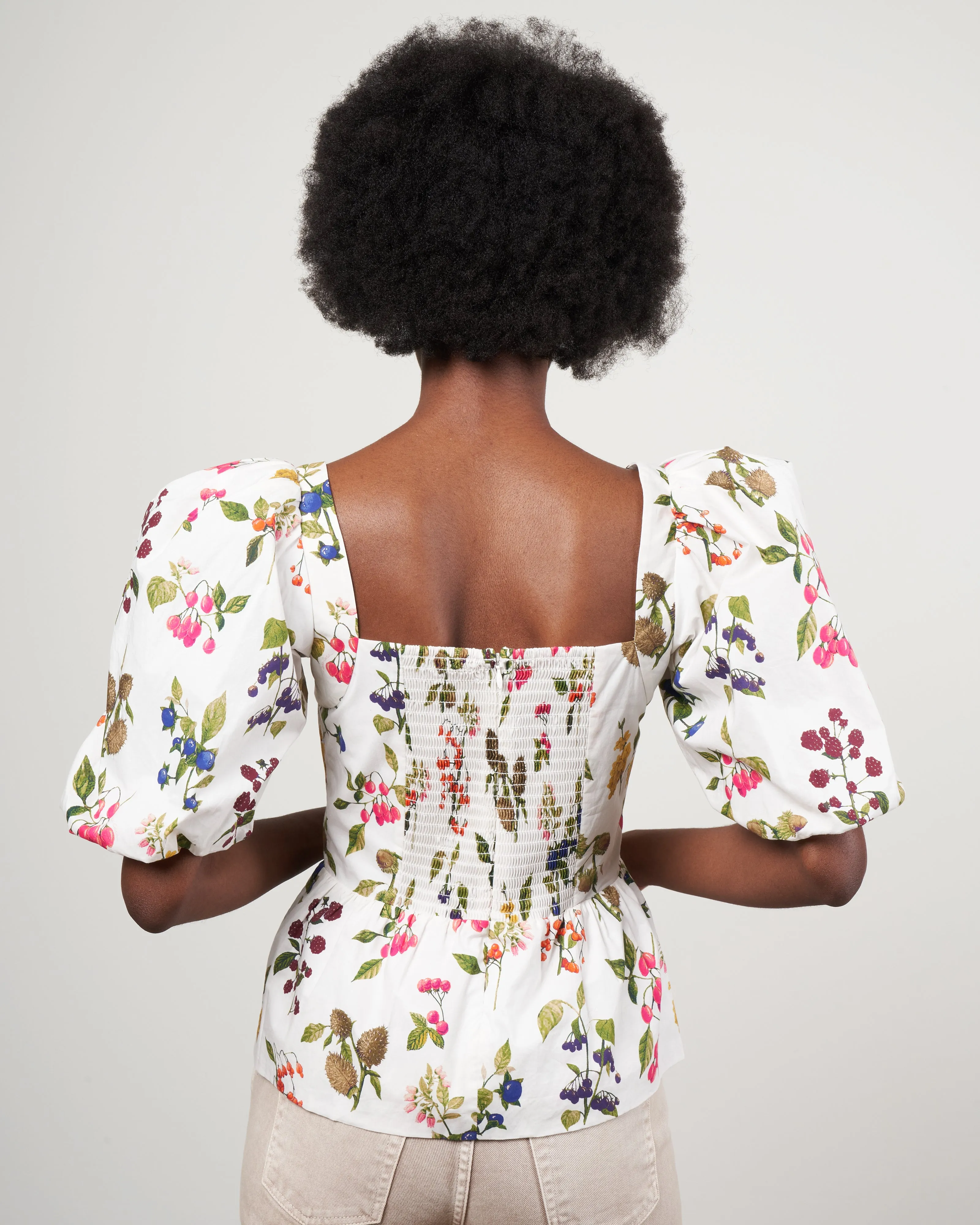 alexis top - botanical allover ivory