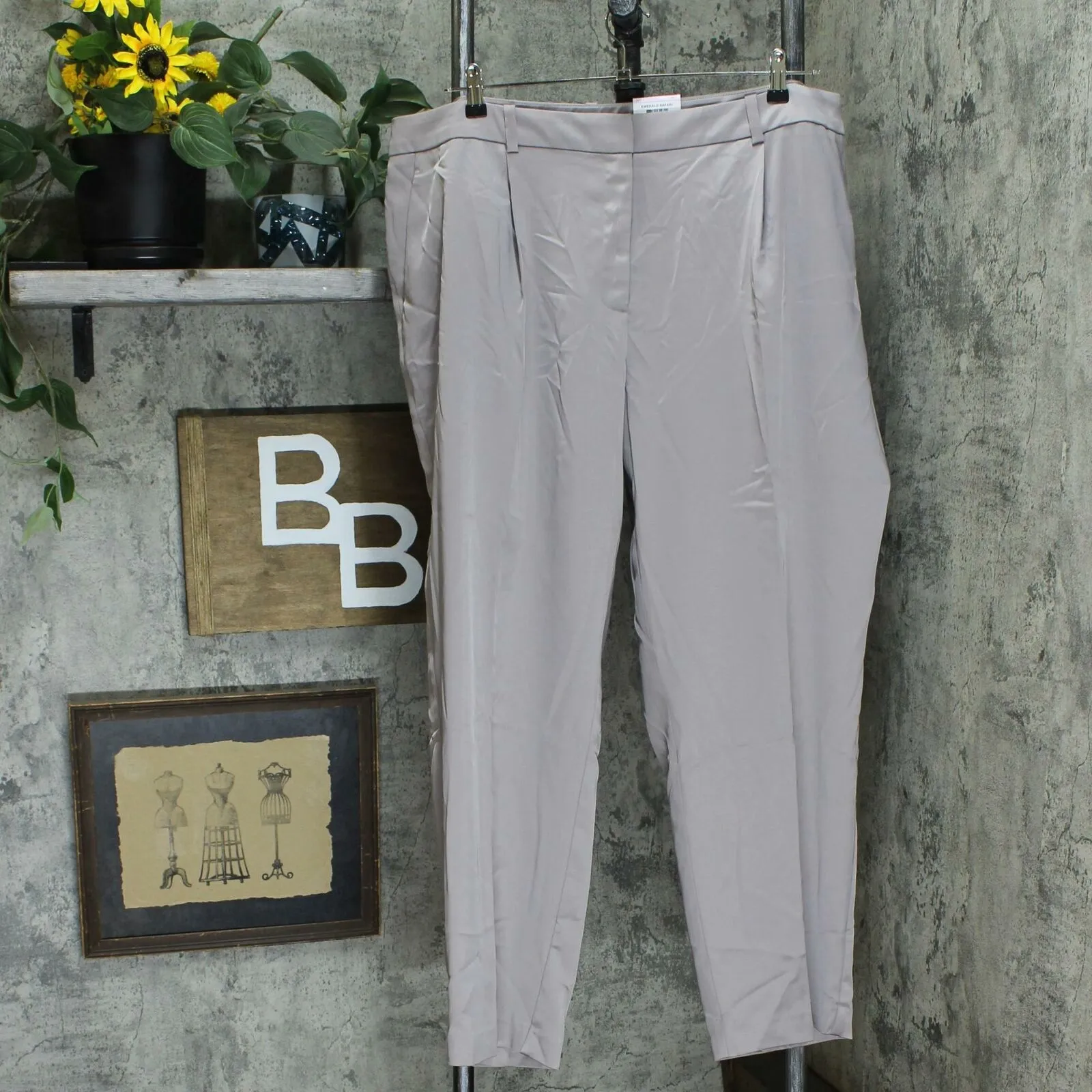 Alfani Plus Size Satin Finish Pleated Slim Fit Dress Pants