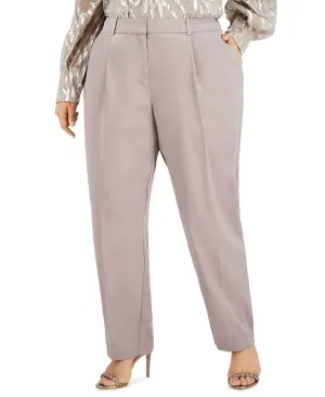 Alfani Plus Size Satin Finish Pleated Slim Fit Dress Pants