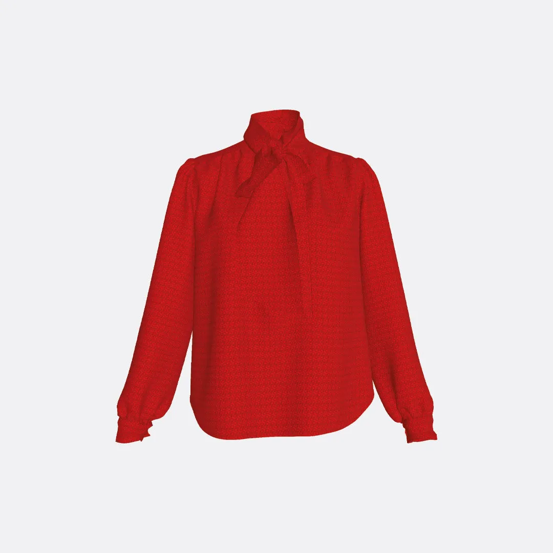 ALTA MODA MIAMI STRETCH SILK MONOGRAM BLOUSE