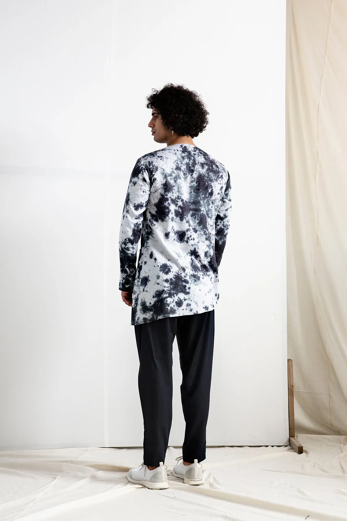 Amias -  Tie & Dye Asymmetrical Kurta with Pleated Pant Set