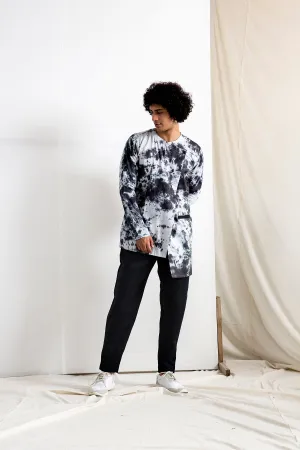 Amias -  Tie & Dye Asymmetrical Kurta with Pleated Pant Set