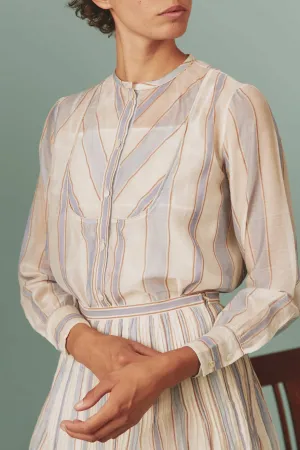 Andrea Top Chanderi Stripes | Lavender