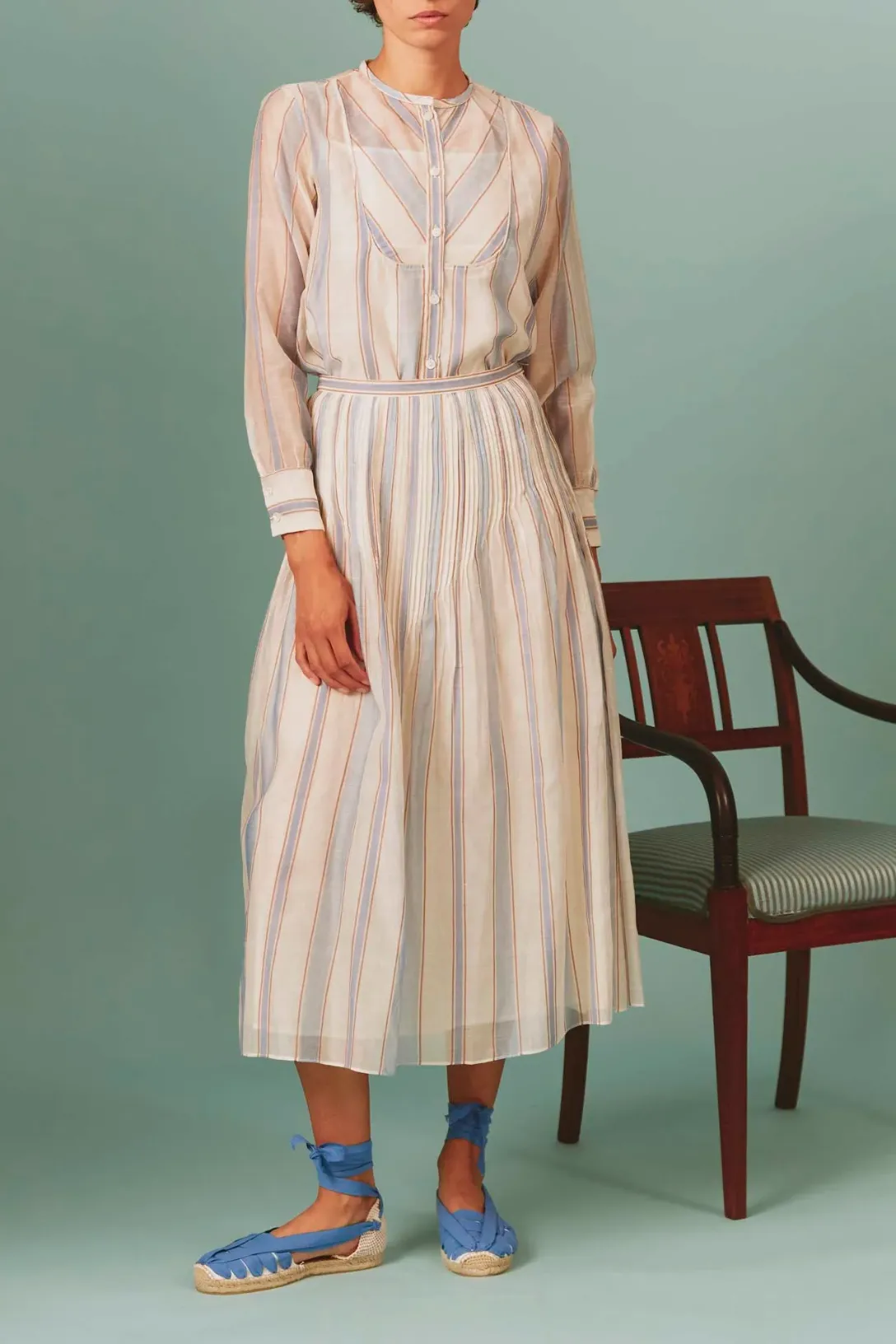 Andrea Top Chanderi Stripes | Lavender